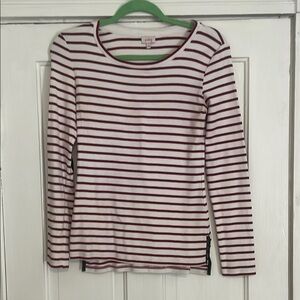 Pixley White and Burgundy Striped Long Sleeve Tee
